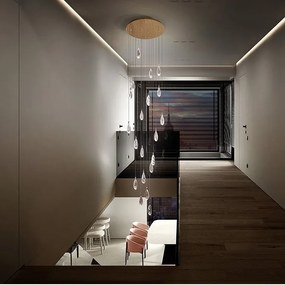 Lustra casa scarii 20 pendule LED CCT cu telecomanda Lagrimas