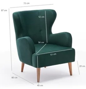 Fotoliu cu aripi NEKO, verde