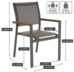 Scaun metalic stivuibil de grădină, antracit