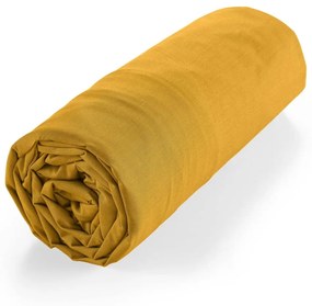 Cearceaf galben din bumbac organic cu elastic 140x190 cm Biolina – douceur d'intérieur