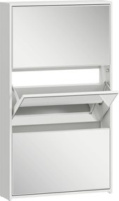 HOMCOM Dulap de Pantofi cu Oglindă și 3 Sertare Rabatabile 65x17x114.5 cm Alb | Aosom Romania