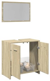 849605 vidaXL Set mobilier de baie, 2 piese, stejar sonoma, lemn prelucrat