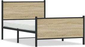 vidaXL Cadru pat metalic fără saltea, stejar sonoma, 100x200 cm