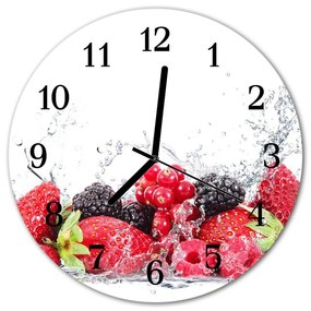 Ceas de perete din sticla rotund Fructe de bucătărie Roșu, Negru