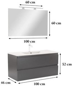 Mobilier complet de baie Vario Forte 100 antracit-antracit