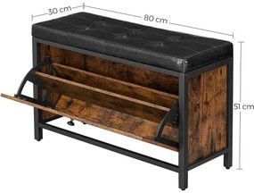 Banca De Pantofi, Vintage Maro Si Negru, 80 Cm