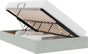 vidaXL Pat cu storage cu headboard Gri deschis 120 x 200 cm Catifea