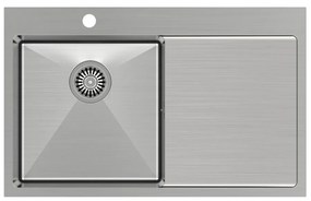 Chiuveta inox incastrata Quadron Unique Russel 111 inox periat 78x48 cm stanga