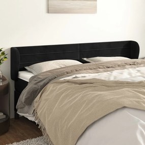 vidaXL Tăblie de pat cu aripioare negru 203x23x78/88 cm catifea