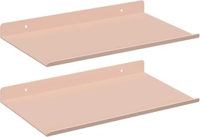 vidaXL Raft suspendat Pe perete 2 pcs Roz 30 x 18 x 2,5 cm Oțel
