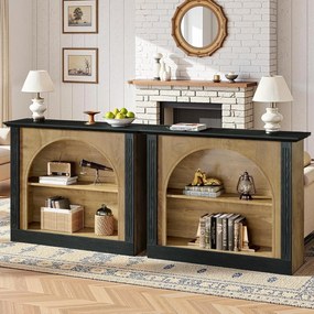 MAM24 - Masa Consola, 110 cm, masuta hol, living, dining, dormitor, Imitatie Semineu - Maro - Negru