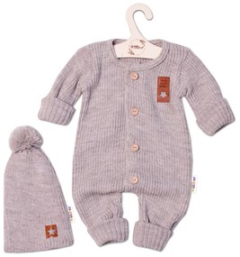 Baby Nellys 2-dílná a stabilit Tricotat în general STEA + capac Fabricat manual, bej 56-62 (0-3 m)