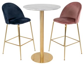 Bolzano Masă de bar, blat efect marmură, picior efect alamă 70x105 cm