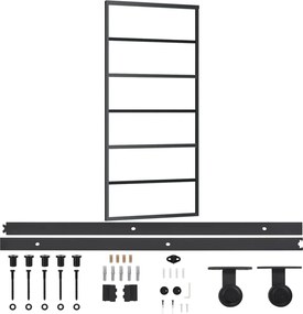 vidaXL Ușă glisantă cu set feronerie, 90x205 cm, sticlă ESG/aluminiu