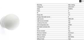 Aplica LED pentru baie IP44 PING D-10cm alba