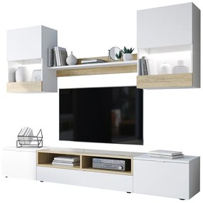 MEBLINE Set mobilă ALANI XL Alb / Stejar auriu