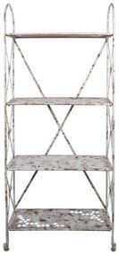 Etajera de gradina cu rafturi, alb, din metal, aspect vintage, Abeille