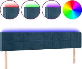 vidaXL Tăblie de pat cu LED, albastru închis, 183x16x78/88 cm, catifea