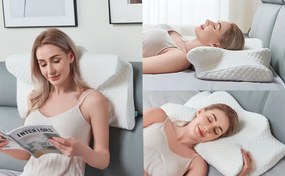 Perna cervicala ortopedica CERVI-SAN Memory Plus, doua inaltimi si suport brate, husa Tencel