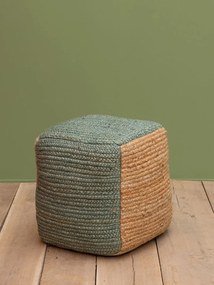 Puf din iuta naturala, verde, Pouf