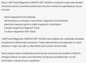 Set 1,5m sina magnetica monofazata cu iluminat inclus Alfa 52M1531WH/GO 3000K