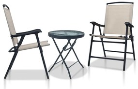 vidaXL Set mobilier tip bistro, crem, 3 piese, oțel