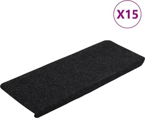 vidaXL Covorașe scări autoadezive, 15 buc., negru, 65x24,5x3,5 cm