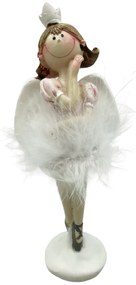 Figurina Balerina, Angel, 19cm, Alb  Roz
