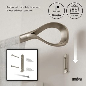 Galerie de perdea 107 - 305 cm extensibilă din oțel inoxidabil Loop – Umbra