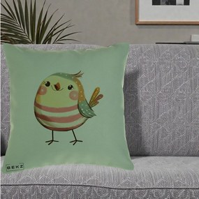 Perna Decorativa Pui Kawaii Pastel Dungat, 40x40 cm, Verde, Husa Detasabila, Perna Inclusa, BEKZ®