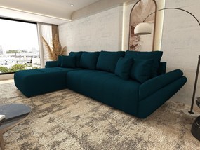 Colțar extensibil dumonde cu ladă de depozitare si sezut confortabil din spuma high-density, Berlin XL Enjoy Petrol 350x185 cm