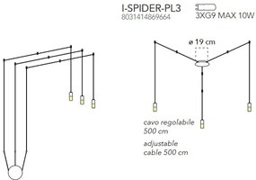 Lustra cu 3 pendule design modern SPIDER antracit I-SPIDER-PL3 FE