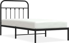 vidaXL Cadru de pat metalic cu tăblie, negru, 90x190 cm