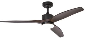 Ventilator de tavan negru cu imprimeu de lemn 132cm incl. LED Dimmabil cu telecomandă - Joly