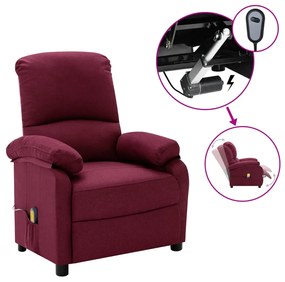 Fotoliu de masaj rabatabil electric rosu inchis material textil 1, Violet