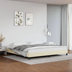 346924 vidaXL Cadru de pat, crem, 200x200 cm, piele ecologică