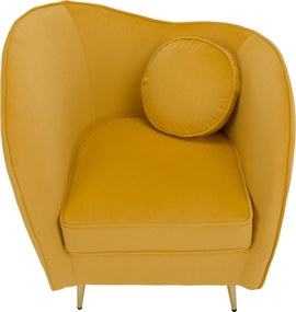 Fotoliu de design, ţesătură Velvet galbenă/gold crom auriu, EZIO