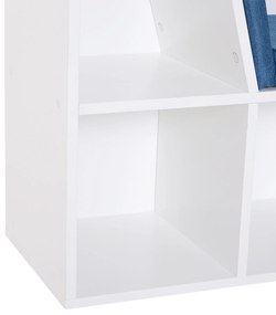 HOMCOM Bibliotecă Bancă 2 în 1 Design Contemporan 6 casete 3 Perne incluse 102L x 30l x 61A cm Alb Albastru | Aosom Romania