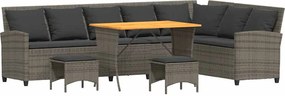 vidaXL Set canapea grădină 4 piese cu perne formă L polirattan gri