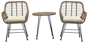Autronic Set de grădină 1+2, metal, polyrattan,natural, AZ-F1208 NAT