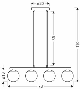 Lustră pe cablu CARRINE 4xE14/40W/230V maro