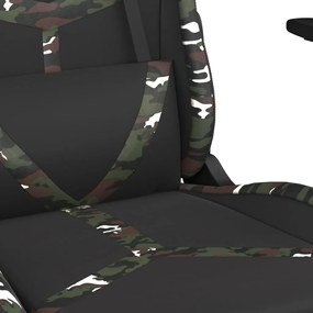 Scaun de gaming masaj suport picioare negru Camuflaj piele eco