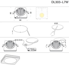 Spot LED incastrabil tavan fals Phanton alb, 8x8cm MY-DL303-L7W