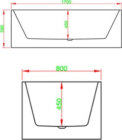 Cadă de baie independentă Pike 170x80x58 cm dreapta