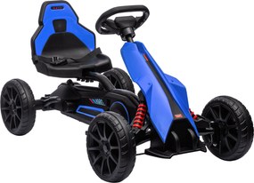 Kart cu pedale pentru copii cu vârsta de 3-8 ani cu scaun reglabil în 4 poziții și roți EVA, 100x58x58,5cm, albastru-negru HOMCOM | Aosom Romania