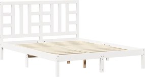 vidaXL Cadru de pat King Size, alb, 150x200 cm, lemn masiv