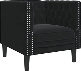 vidaXL Fotoliu Chesterfield, negru, catifea
