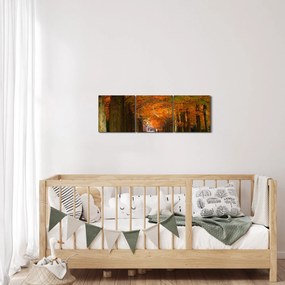 Tablou - Bulevardul de copaci în toamnă (cu ceas) (90x30 cm)