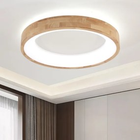 Plafonieră LED Brilagi-LED FALCON WOOD, 40W, 230V, 3 temperaturi de culoare (3000/4000/6000K), 60 cm, corp din lemn