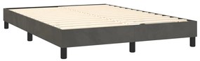 Pat box spring cu saltea, gri inchis, 140x200 cm, catifea Morke gra, 140 x 200 cm, Benzi verticale